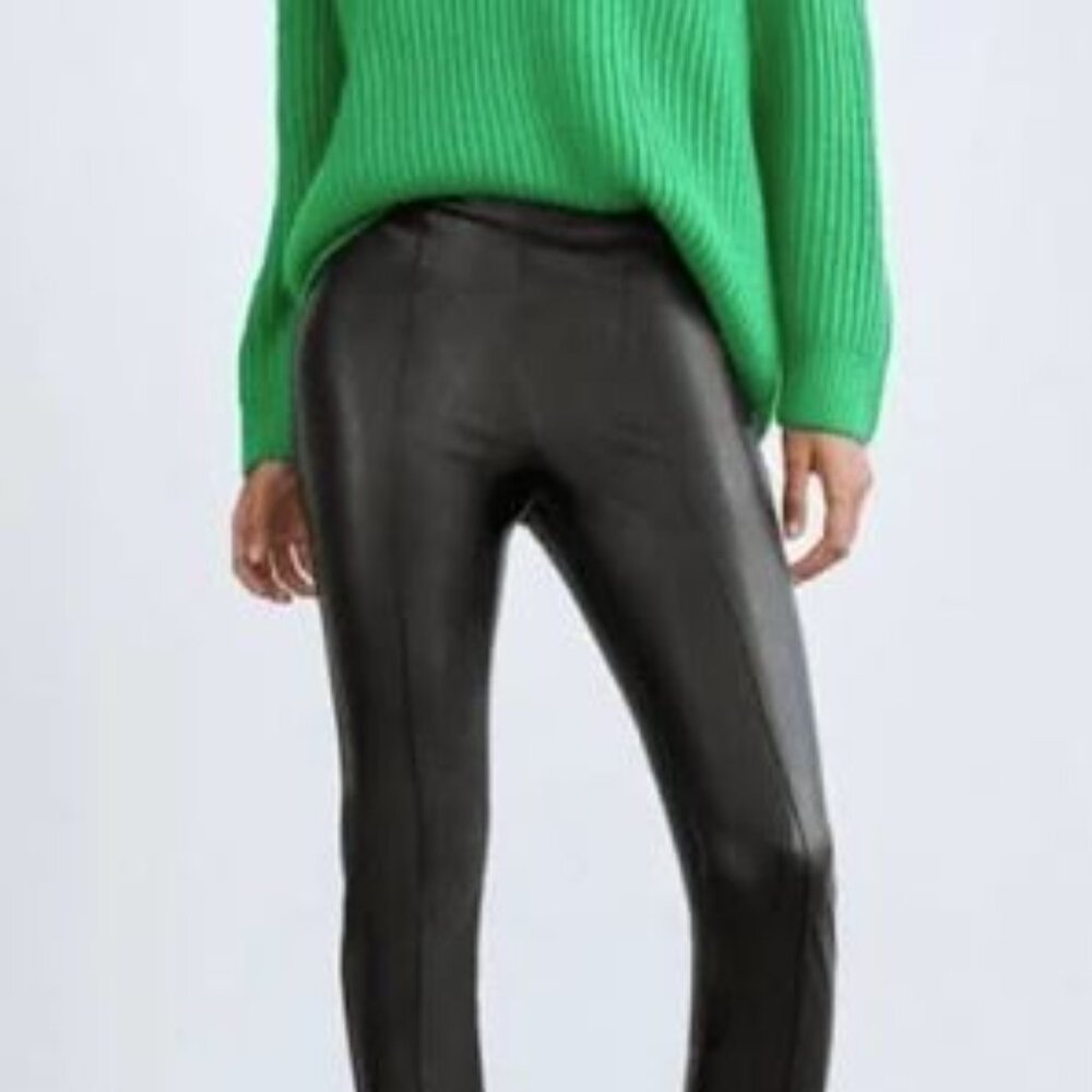🌟 Aritzia Babaton Frida High-Waisted Vegan Leather Skinny Pants, Black Noir (6)